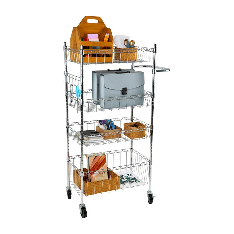 Organize It All 4 Tier Utility Cart - 23.62 x 17.78 x 47.24