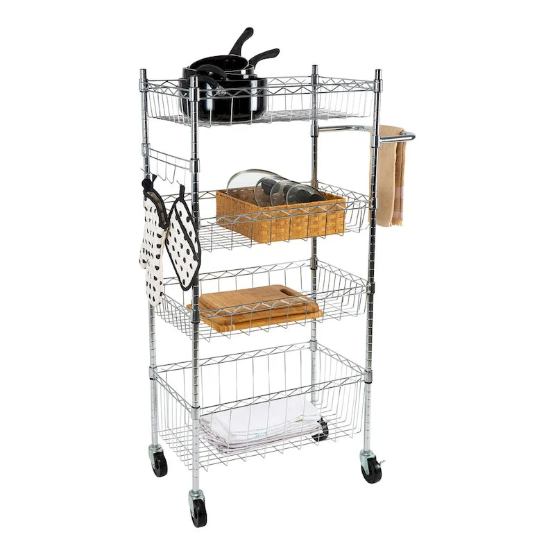 Organize It All 4 Tier Utility Cart - 23.62 x 17.78 x 47.24