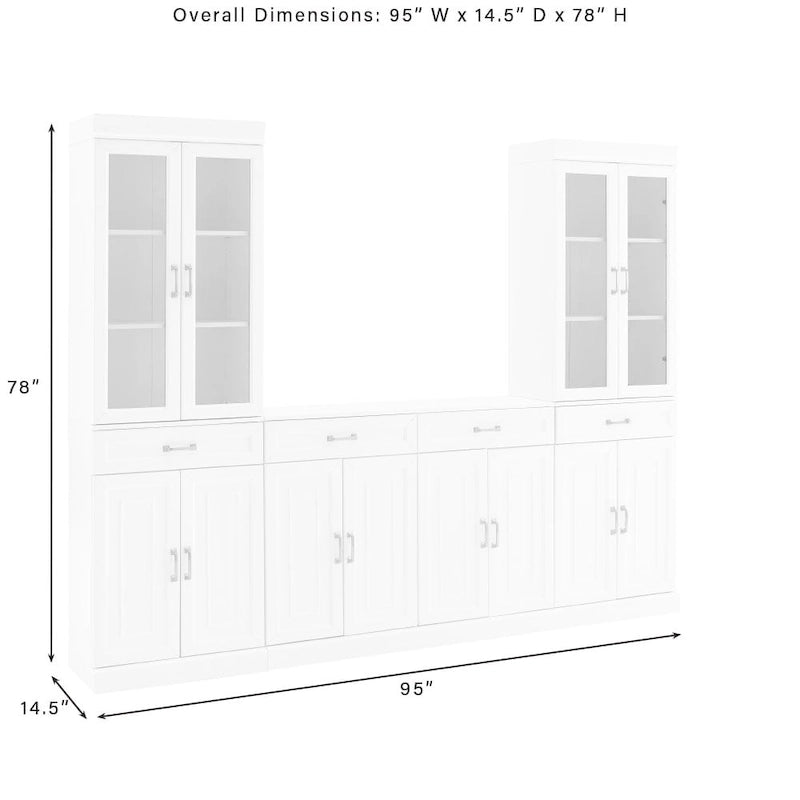 Stanton 3Pc Sideboard And Glass Door Pantry Set - 14.5x95x78