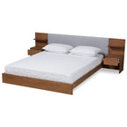 Modern Platform Storage Bed with Built-In Nightstands (Queen)