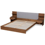 Modern Platform Storage Bed with Built-In Nightstands (Queen)