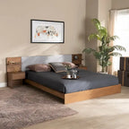 Modern Platform Storage Bed with Built-In Nightstands (Queen)