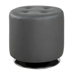 Pouf rond pivotant en similicuir avec siège capitonné, gris et noir