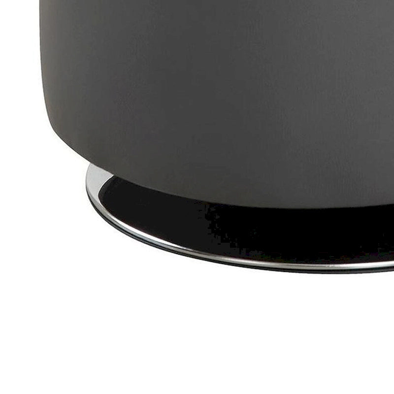 Pouf rond pivotant en similicuir avec siège capitonné, gris et noir
