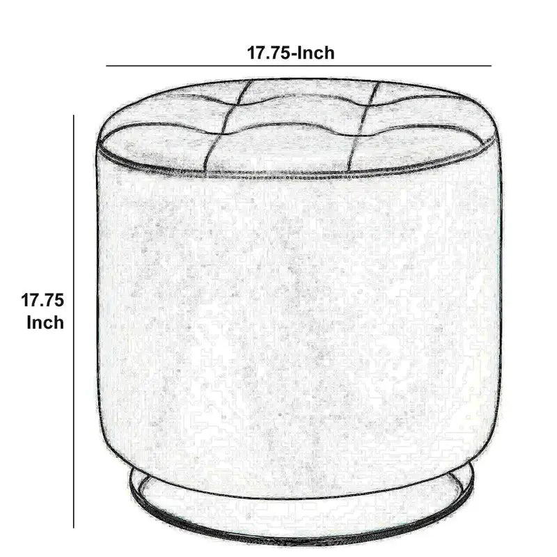 Pouf rond pivotant en similicuir avec siège capitonné, gris et noir
