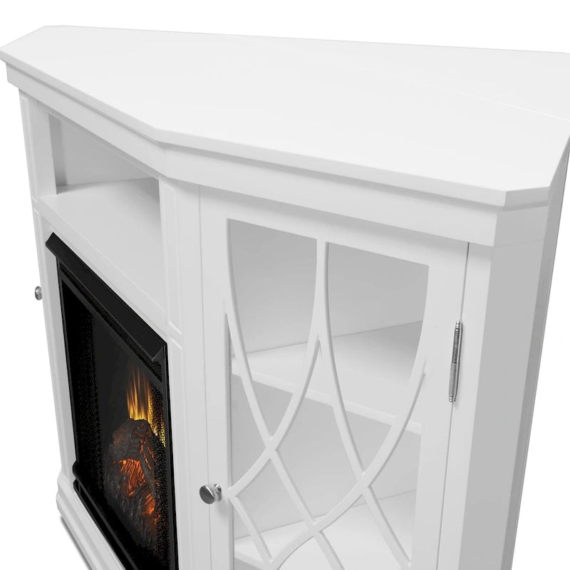 56 TV Stand Electric Fireplace White