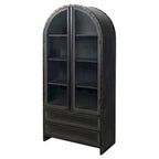 Gehry II Dark Brown Solid Wood w/ Black Iron Frame & Glass Doors / Drawers Display Cabinet