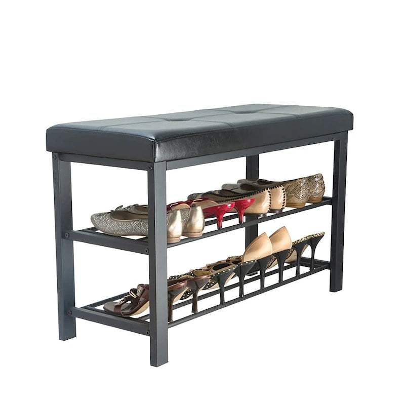 Banc d'entrée simple avec rangement à chaussures Noir - 81 x 32 x 46 cm