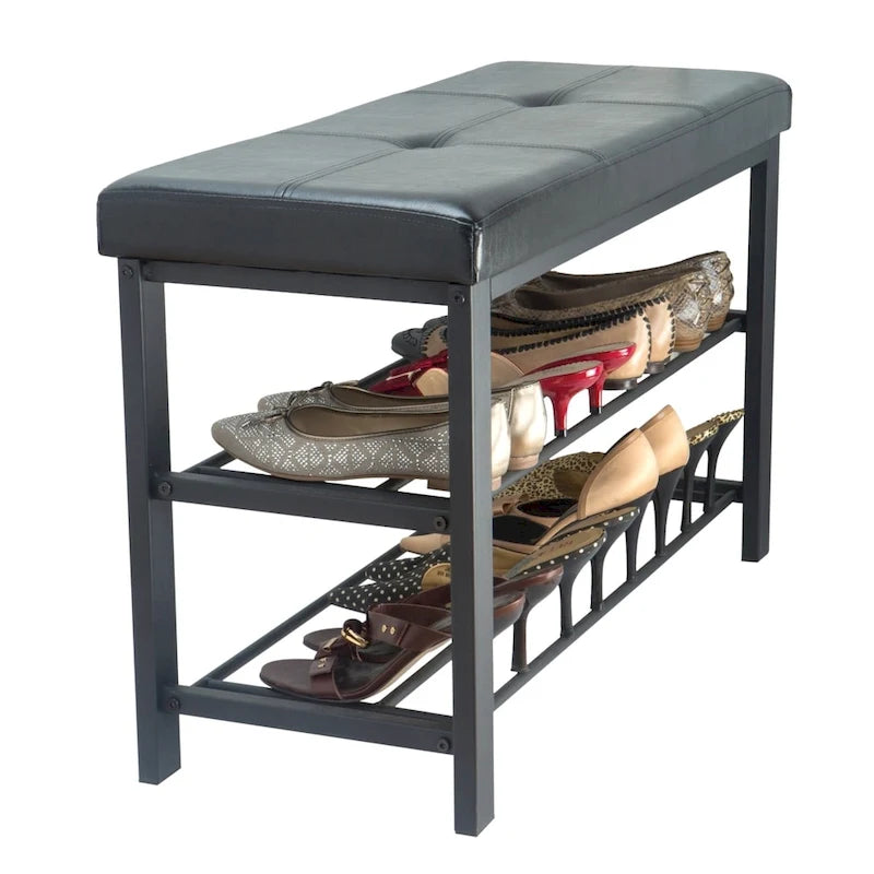 Banc d'entrée simple avec rangement à chaussures Noir - 81 x 32 x 46 cm
