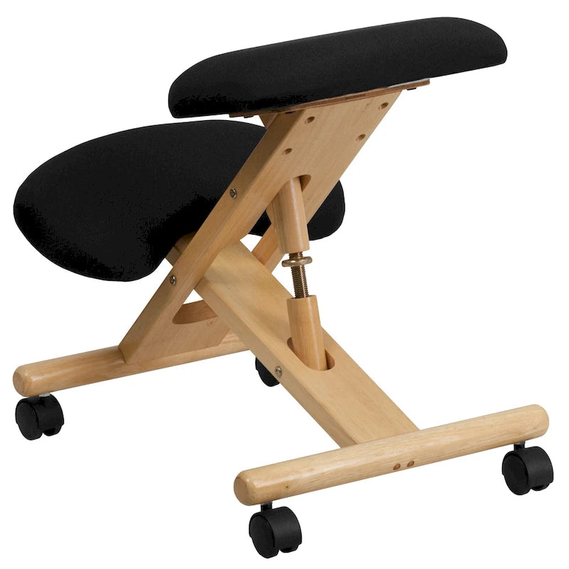 Mobile Wooden Ergonomic Kneeling Office Chair in Fabric