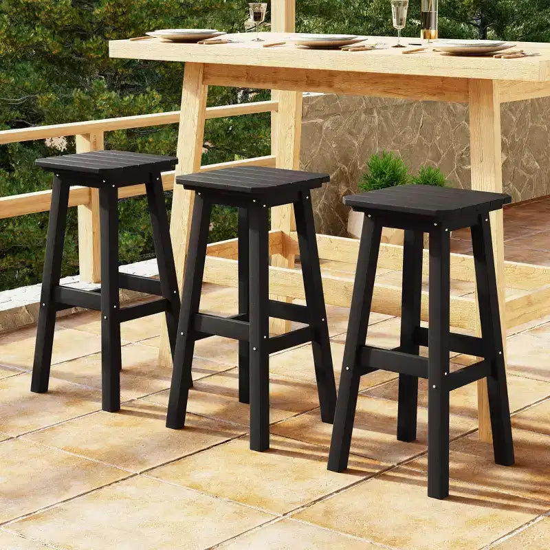 WestinTrends Malibu 29 All Weather Hdpe Outdoor Patio Square Backless Bar Stool (Set of 3)