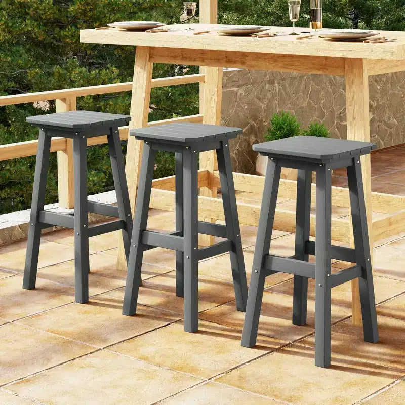 WestinTrends Malibu 29 All Weather Hdpe Outdoor Patio Square Backless Bar Stool (Set of 3)