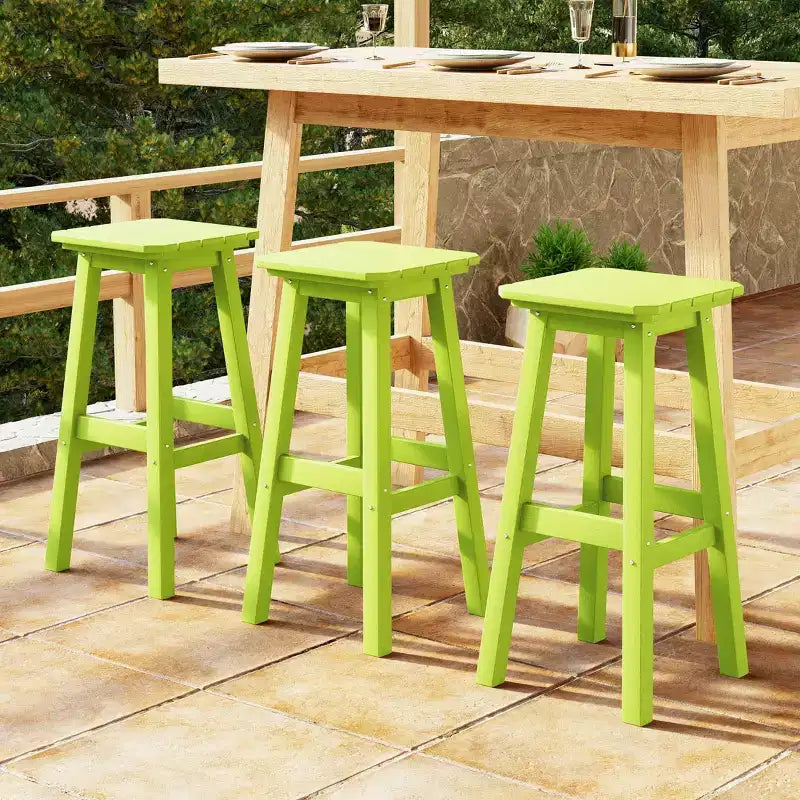 WestinTrends Malibu 29 All Weather Hdpe Outdoor Patio Square Backless Bar Stool (Set of 3)