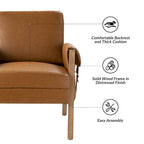 Olivia Farmhouse Faux Leather Accent Chair with Solid Wood Legs Sets of 2 by HULALA HOME