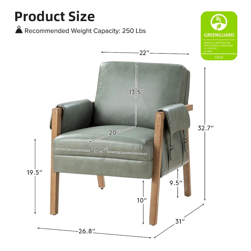 Olivia Farmhouse Faux Leather Accent Chair with Solid Wood Legs Sets of 2 by HULALA HOME