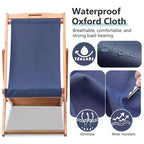 FDW Beach Sling Patio Chair for Relaxing, Foldable with Adjustable Height Made from Eucalyptus Wood with White Polyester