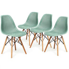 4 Pcs Modern Plastic Hollow Chair Set with Wood Leg - 22 x 18 x 32.5 (L x W x H)