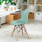 4 Pcs Modern Plastic Hollow Chair Set with Wood Leg - 22 x 18 x 32.5 (L x W x H)