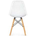 4 Pcs Modern Plastic Hollow Chair Set with Wood Leg - 22 x 18 x 32.5 (L x W x H)