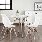 4 Pcs Modern Plastic Hollow Chair Set with Wood Leg - 22 x 18 x 32.5 (L x W x H)