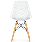 4 Pcs Modern Plastic Hollow Chair Set with Wood Leg - 22 x 18 x 32.5 (L x W x H)