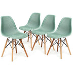4 Pcs Modern Plastic Hollow Chair Set with Wood Leg - 22 x 18 x 32.5 (L x W x H)