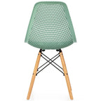 4 Pcs Modern Plastic Hollow Chair Set with Wood Leg - 22 x 18 x 32.5 (L x W x H)