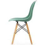 4 Pcs Modern Plastic Hollow Chair Set with Wood Leg - 22 x 18 x 32.5 (L x W x H)