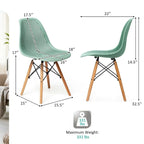 4 Pcs Modern Plastic Hollow Chair Set with Wood Leg - 22 x 18 x 32.5 (L x W x H)