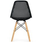 4 Pcs Modern Plastic Hollow Chair Set with Wood Leg - 22 x 18 x 32.5 (L x W x H)