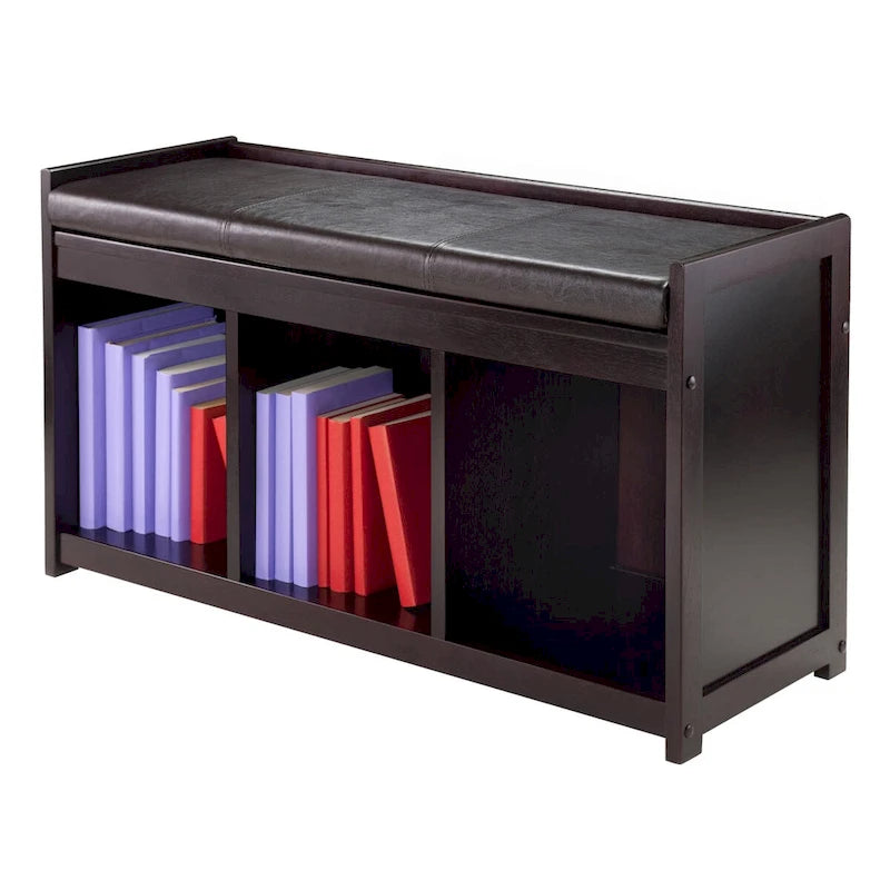 Addison 2-Pc Storage Bench with Seat Cushion, Espresso - 37.5W x 13.5D x 20.87H