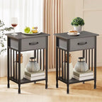 VECELO Lot de 2 tables de chevet modernes avec tiroir et étagère de rangement