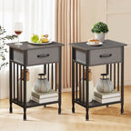VECELO Lot de 2 tables de chevet modernes avec tiroir et étagère de rangement