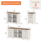Meuble TV LED pour téléviseur 75 pouces, ensemble meuble TV et table d'appoint 3-en-1, blanc - 67 pouces