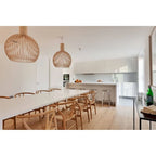 Set of 2 Natural Modern Wood Dining Chair With Back Y Arm Armchair Hemp Seat Home Restaurant Office Desk Work Kitchen