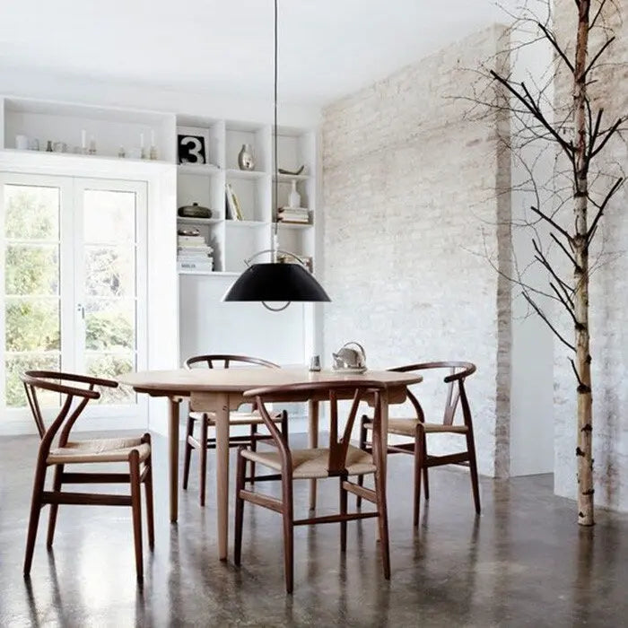 Set of 2 Natural Modern Wood Dining Chair With Back Y Arm Armchair Hemp Seat Home Restaurant Office Desk Work Kitchen