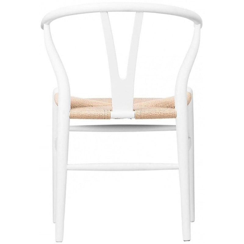 Set of 2 Natural Modern Wood Dining Chair With Back Y Arm Armchair Hemp Seat Home Restaurant Office Desk Work Kitchen