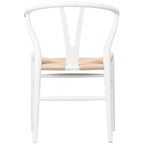 Set of 2 Natural Modern Wood Dining Chair With Back Y Arm Armchair Hemp Seat Home Restaurant Office Desk Work Kitchen