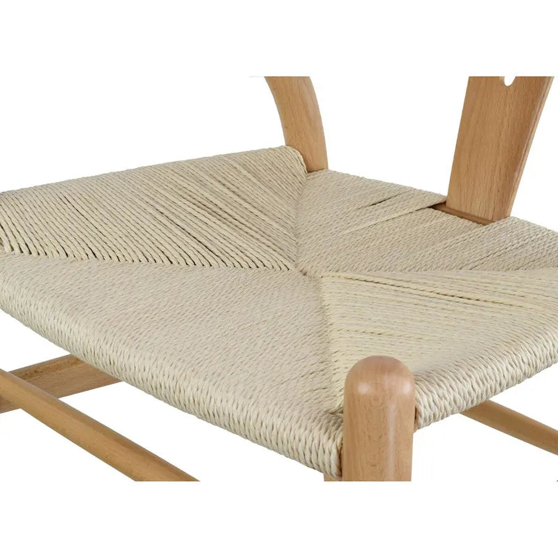 Set of 2 Natural Modern Wood Dining Chair With Back Y Arm Armchair Hemp Seat Home Restaurant Office Desk Work Kitchen