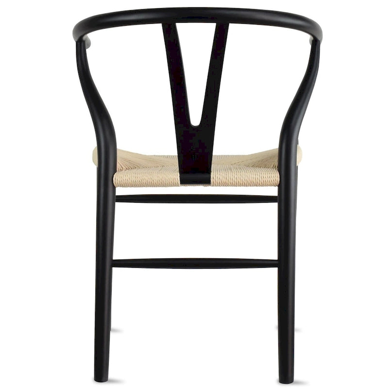 Set of 2 Natural Modern Wood Dining Chair With Back Y Arm Armchair Hemp Seat Home Restaurant Office Desk Work Kitchen