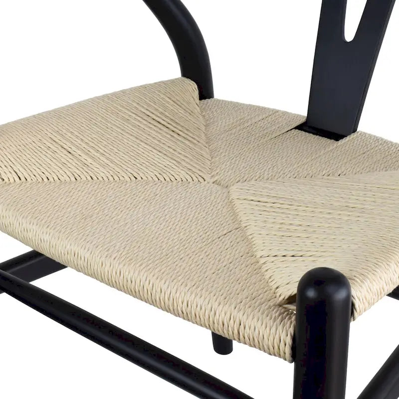 Set of 2 Natural Modern Wood Dining Chair With Back Y Arm Armchair Hemp Seat Home Restaurant Office Desk Work Kitchen