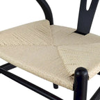 Set of 2 Natural Modern Wood Dining Chair With Back Y Arm Armchair Hemp Seat Home Restaurant Office Desk Work Kitchen