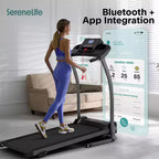 SereneLife Folding Treadmill for Home  Compact, Space-Saving, Adjustable Speed with LCD Display and Built-in Programs