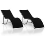 S-shaped Aluminum Recliner Set (2 pieces), 400 Pounds Load-bearing, Textilene Fabric, Waterproof and Breathable, for Outdoor Leisure,Gray