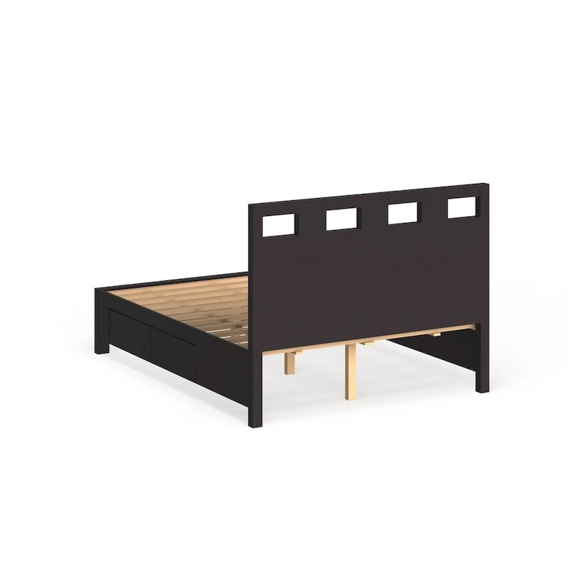 Rectangular Cutout Platform Storage Bed in Espresso