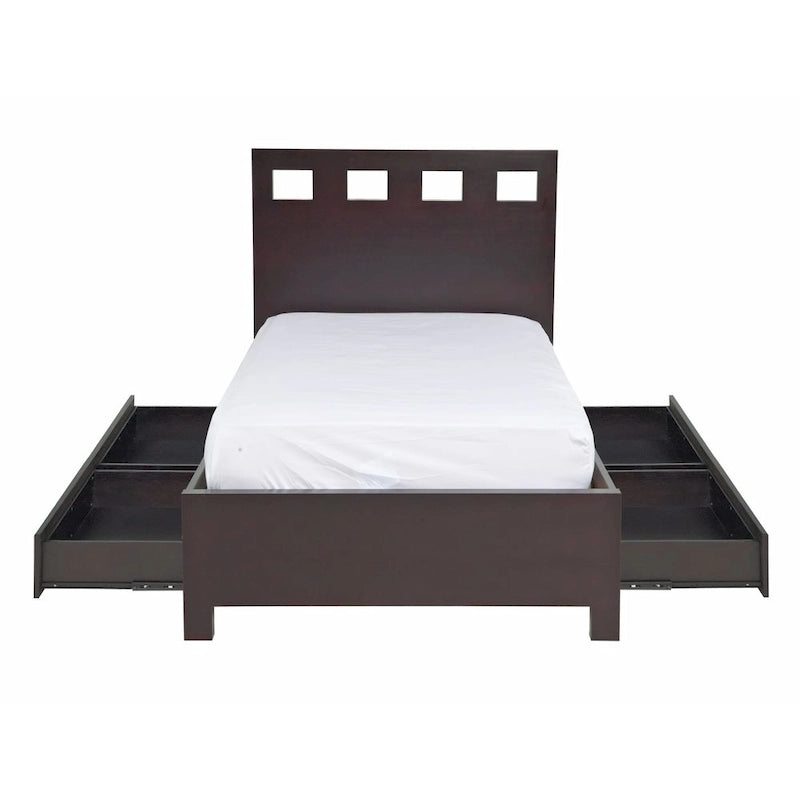 Rectangular Cutout Platform Storage Bed in Espresso