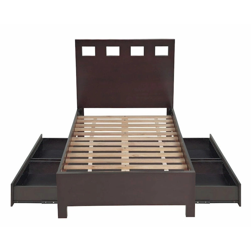 Rectangular Cutout Platform Storage Bed in Espresso