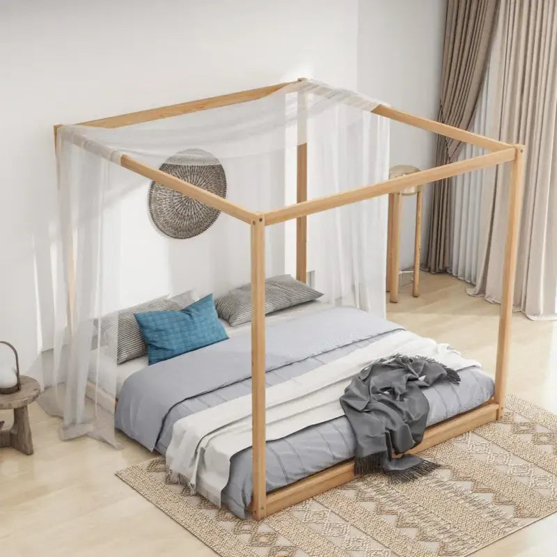 King Size Canopy Platform Bed with Support Legs