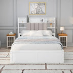 Multi-functional Full Size Bed with 4 Under-bed Portable Storage Drawers