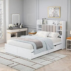 Multi-functional Full Size Bed with 4 Under-bed Portable Storage Drawers